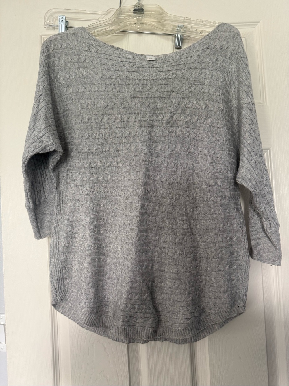 Market & Spruce Light Gray Cable Knit Boatneck Sweater